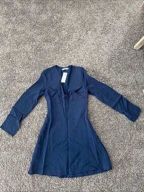 NWT Abercrombie & Fitch Blue Long-Sleeve V-Neck Dress